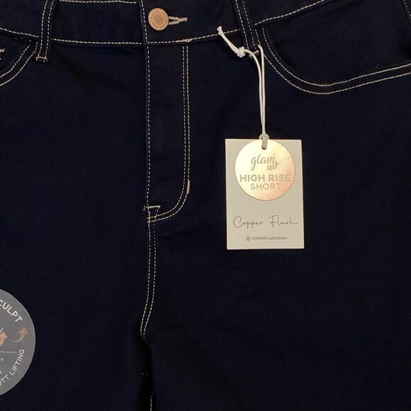 Copper Flash Women's high Rise Denim Shorts Size 18 W Plus size Stretchy Curvy - Picture 3 of 4